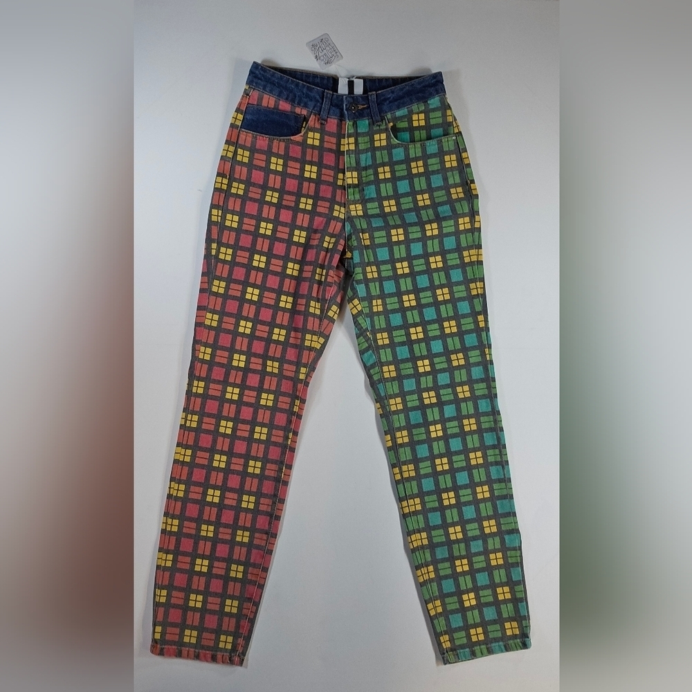 Ragged Jeans Free People NWT Size 26 Patchwork Denim Colorful 70's Throwback